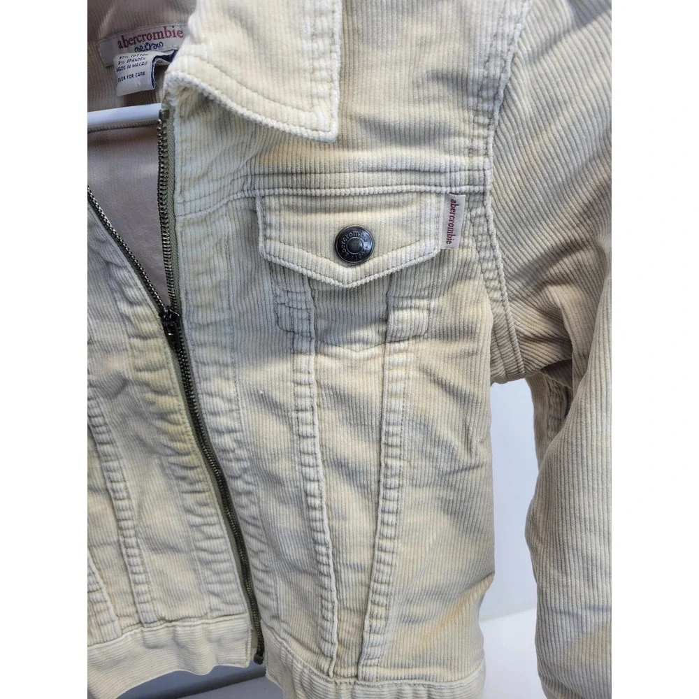Y2K Abercrombie Fitch Corduroy Trucker‎ Jacket Beige Kids Size M